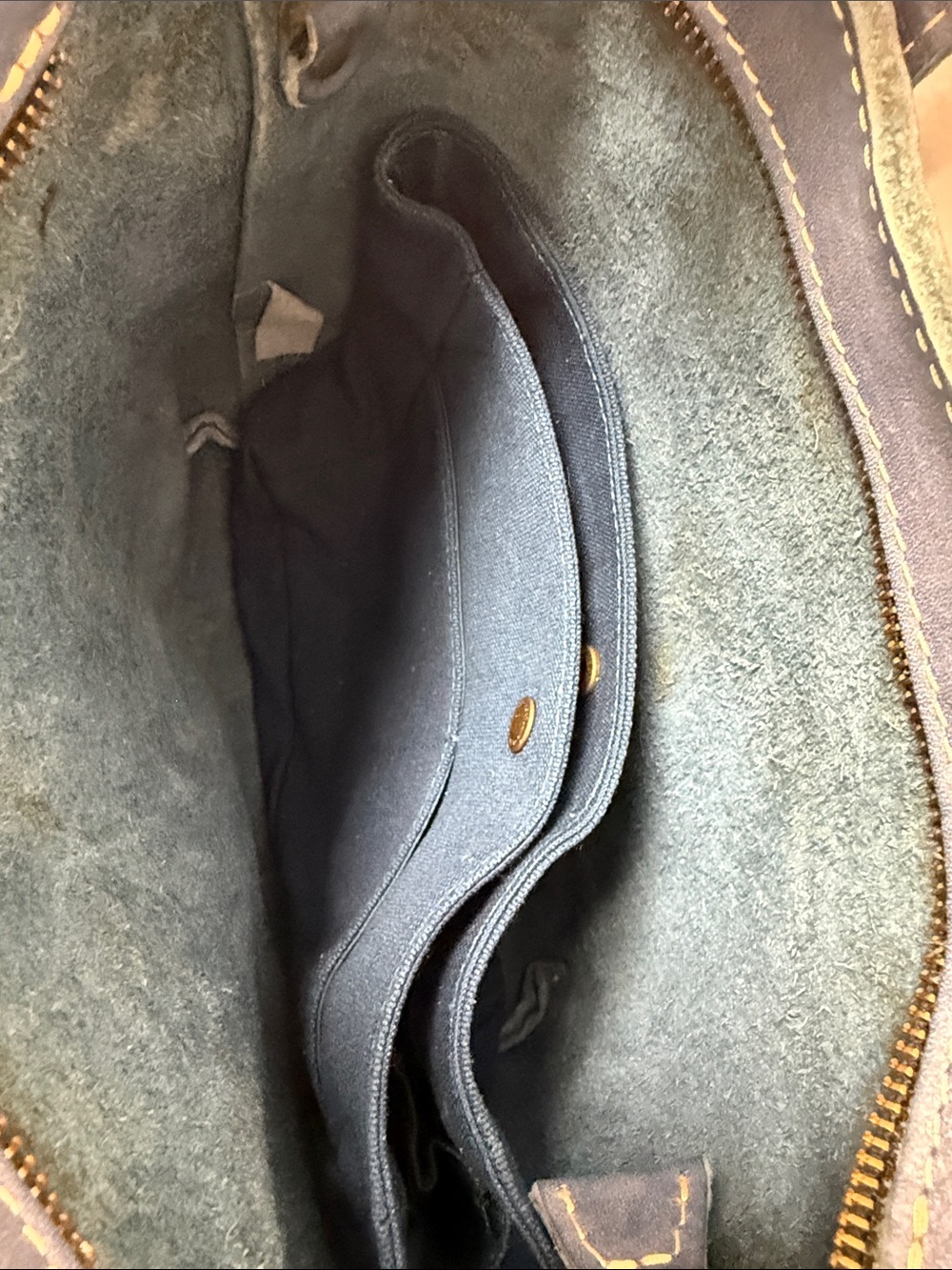 Portland small Leather Blue Leather Crossbody Bag with Tassel - Picture 8 of 14